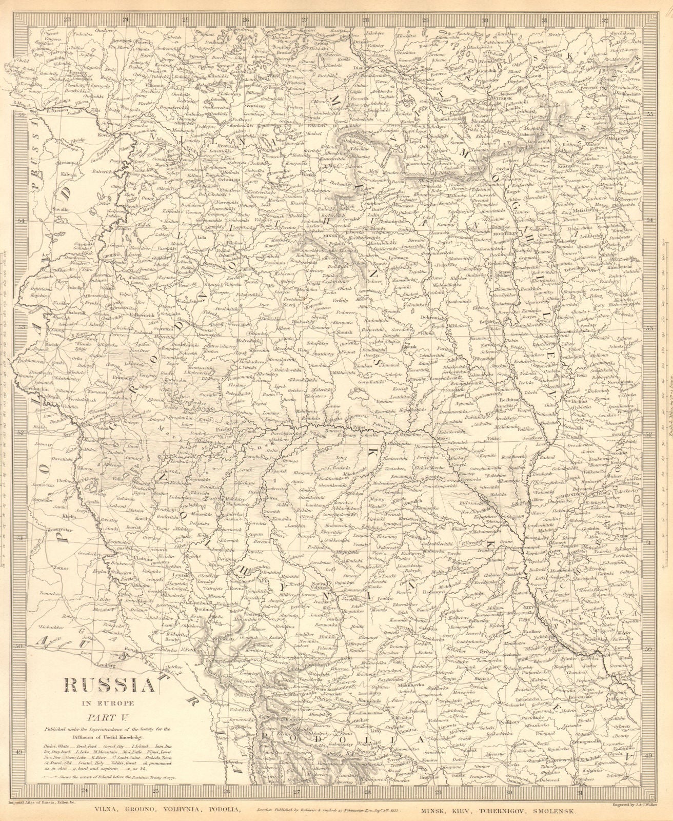 EASTERN EUROPE.Vilna Grodno Volhynia Podoiva Minsk Kiev Smolensk.SDUK 1848 map